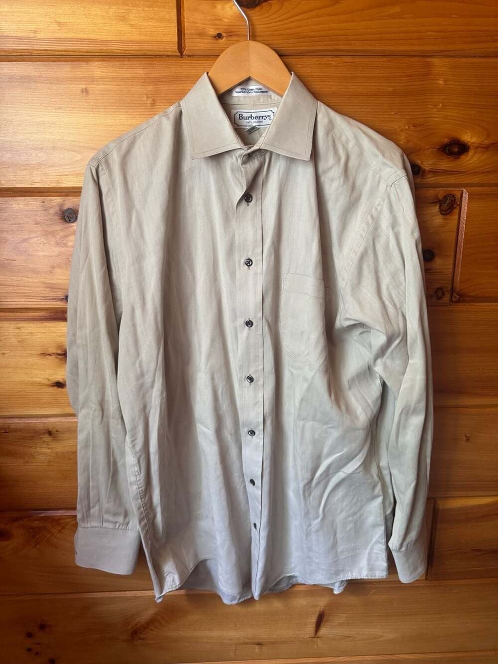 Burberrys of London Men's Long Sleeve Button Down Shirt Beige 15.5-33